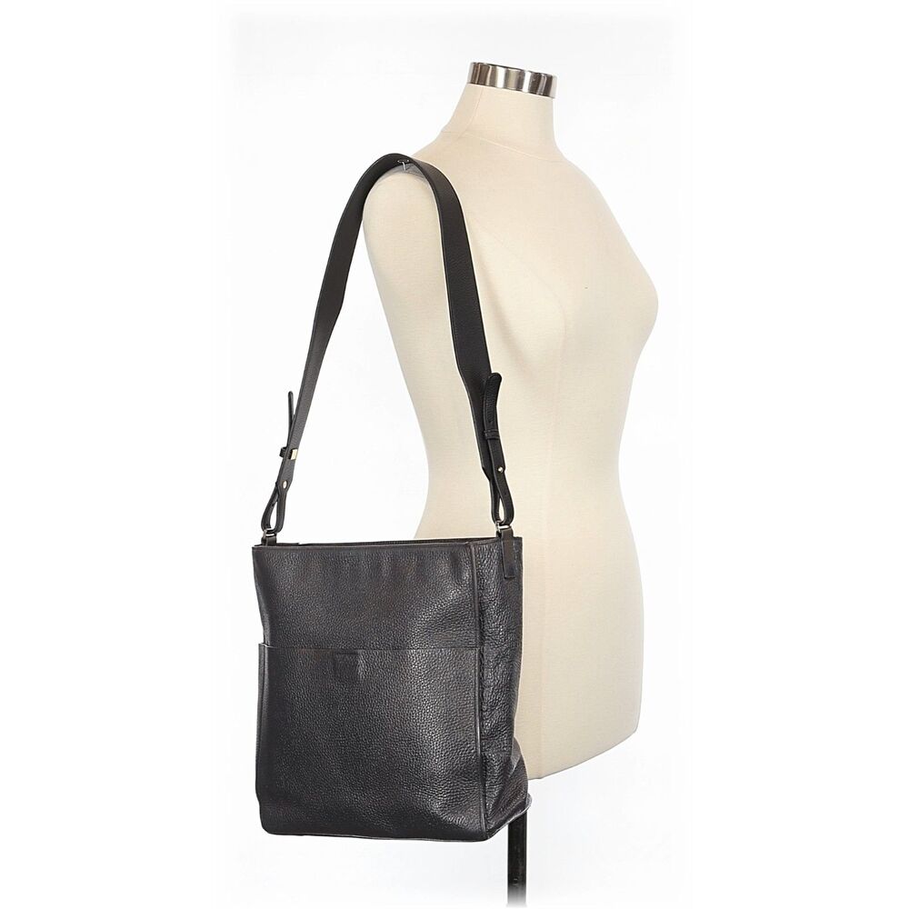AllSaints Black Leather Crossbody Shoulder Bag Pebbled Leather Adjustable Strap